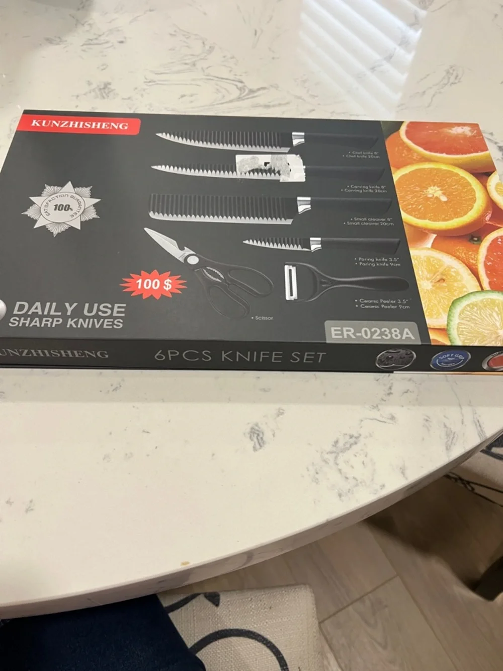 KUNZHISHENG 6-Piece Knife Set in Black and Silver